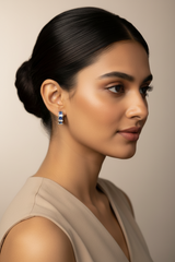 925 Sterling Silver Blue Stone Huggie Hoop Earrings