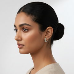 925 Sterling Silver Emerald Weave Hoop Earrings
