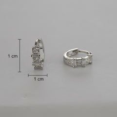 925 Sterling Silver Princess Cut Hoop Earrings
