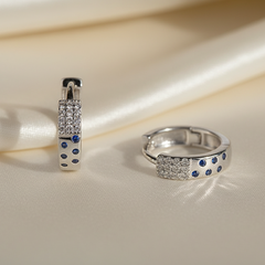 925 Sterling Silver Blue Spark Hoop Earrings