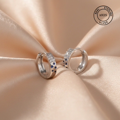 925 Sterling Silver Blue Spark Hoop Earrings