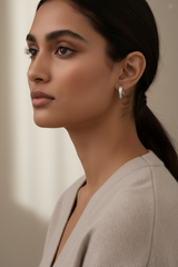 925 Sterling Silver Minimal Spark Hoop Earrings