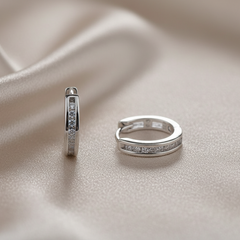 925 Sterling Silver Minimal Spark Hoop Earrings