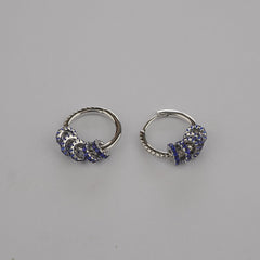 925 Sterling Silver Blue Charm Hoop Earrings