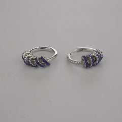 925 Sterling Silver Blue Charm Hoop Earrings