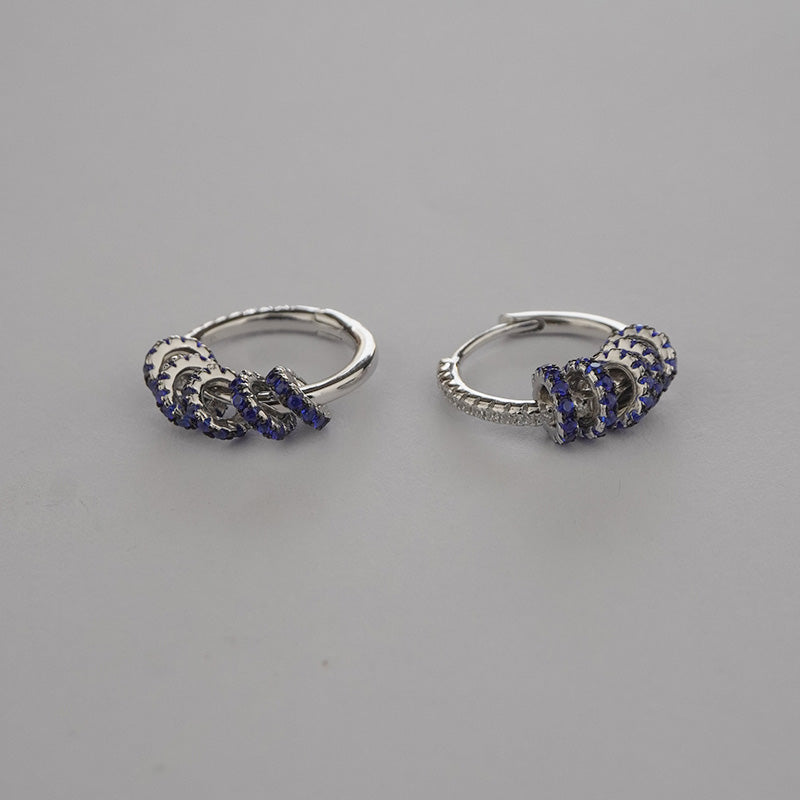 925 Sterling Silver Blue Charm Hoop Earrings