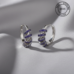 925 Sterling Silver Blue Charm Hoop Earrings