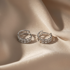 925 Sterling Silver Radiant Cluster Hoop Earrings