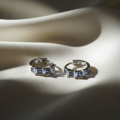 925 Sterling Silver Blue Stone Huggie Hoop Earrings