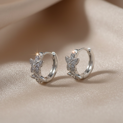925 Sterling Silver Floral Hoop Earrings