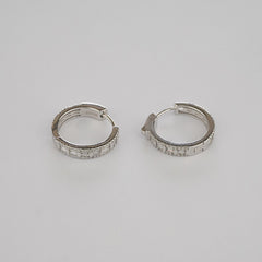 925 Sterling Silver Crystal Link Hoop Earrings