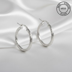 925 Sterling Silver Classic Twist Hoop Earrings