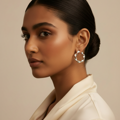 925 Sterling Silver Fluid Twist Hoop Earrings