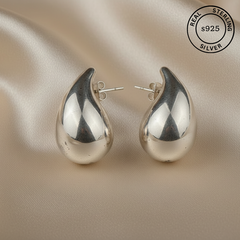 925 Sterling Silver Liquid Drop Hoop Earrings