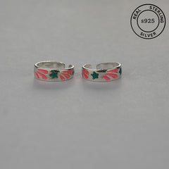 925 Sterling Silver Enamel Floral Toe Rings