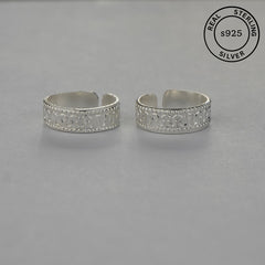 925 Sterling Silver Floral Engraved Toe Rings