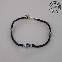 925 Sterling Silver Evil Eye Black Thread Anklet