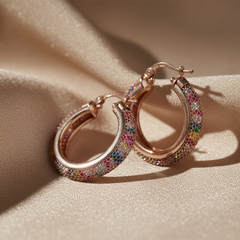 925 Sterling Silver Rosegold Radiant hoops
