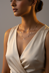 925 Sterling Silver Rosegold Stars Charm Necklace