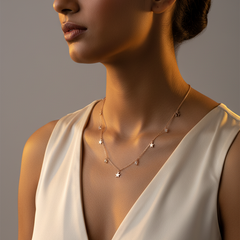 925 Sterling Silver Rosegold Stars Charm Necklace