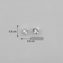 925 Sterling Silver Solitaire Heart Studs