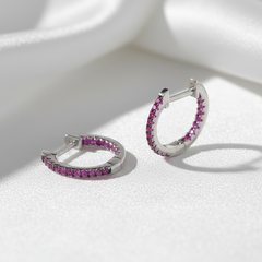 925 Sterling Silver Pink Spark Hoops
