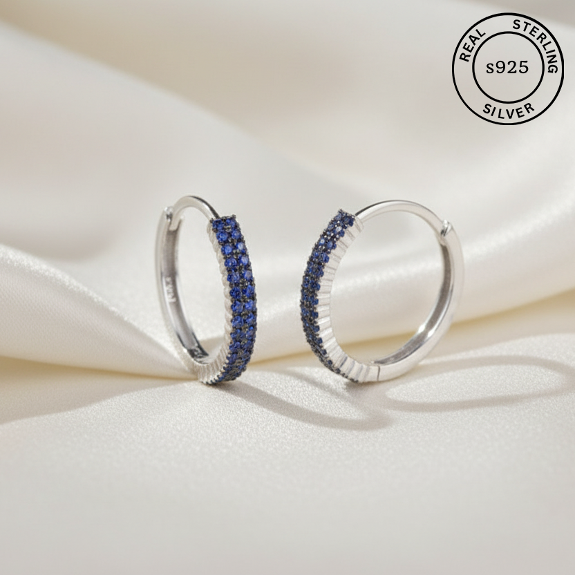925 Sterling Silver Ocean Spark Hoops