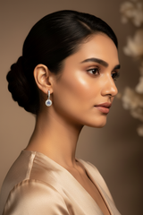 Woman wearing925 Sterling Silver Azure Hoops