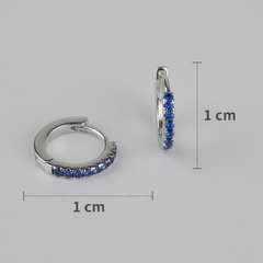 925 Sterling Silver Blue Mini Hoops