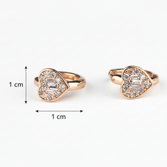 925 Sterling Silver Rosegold Crystal Heart Hoops