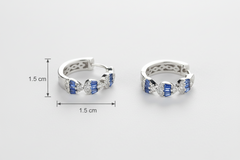 925 Sterling Silver Sapphire Crown Hoops