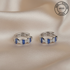 925 Sterling Silver Sapphire Crown Hoops