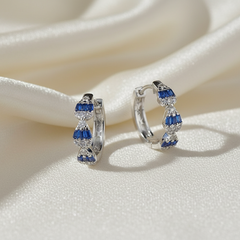 925 Sterling Silver Sapphire Crown Hoops