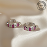 925 Sterling Silver Pink Crown Hoops