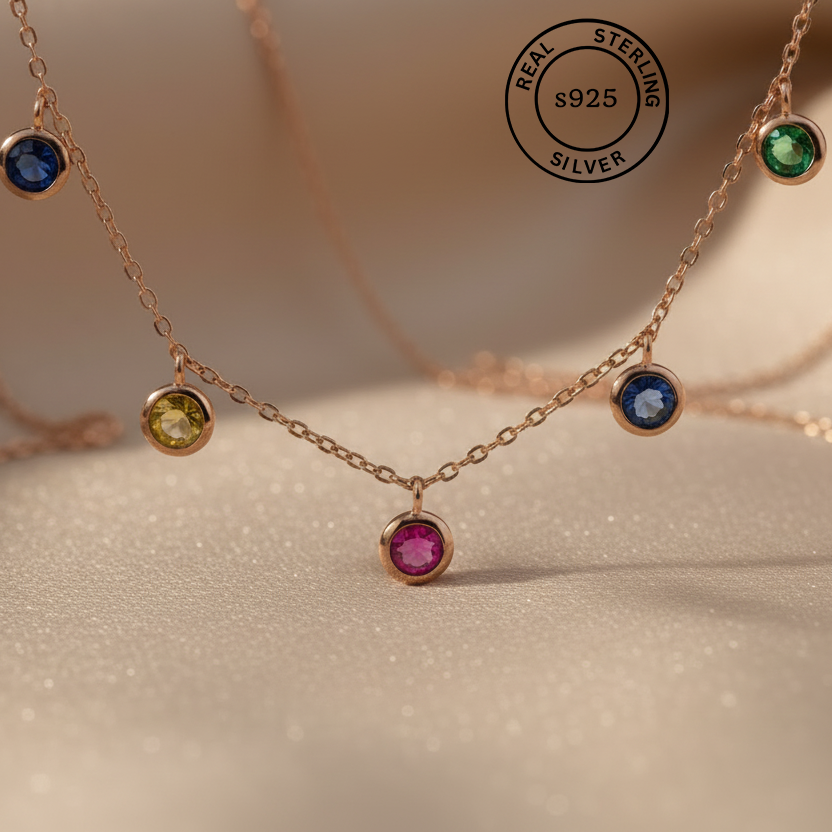 925 Sterling Silver Rosegold  Aurora Necklace