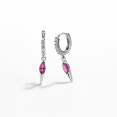 925 Sterling Silver Pink Dagger Hoops