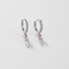 925 Sterling Silver Blush Dagger Hoops