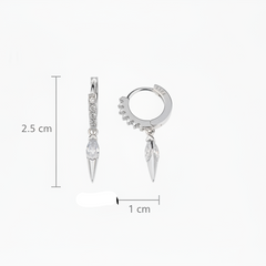 925 Sterling Silver Crystal Dagger Hoops