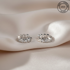 925 Sterling Silver Twisted Zircon Hoop Earrings