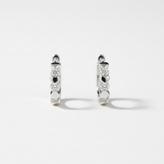 925 Sterling Silver Heart Crystal Huggie Hoop Earrings