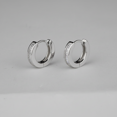 925 Sterling Silver Baguette Crystal Huggie Hoop Earrings