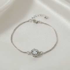 925 Sterling Silver Zircon Halo Bracelet