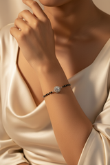 925 Sterling Silver Black Bead Halo Bracelet