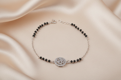 925 Sterling Silver Black Bead Halo Bracelet