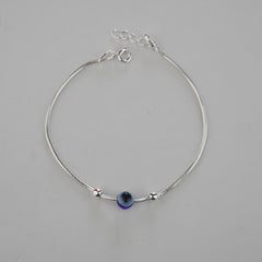 925 Sterling Silver Minimal Evil Eye Bracelet