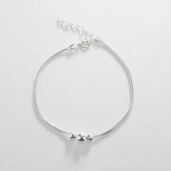 925 Sterling Silver Minimal Bead Snake Chain Bracelet