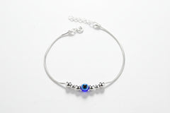 925 Sterling Silver Beaded Evil Eye Bracelet