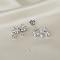 Silver Rani CZ Flower Stud Earrings