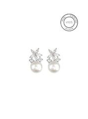 Silver Floral Pearl Studs