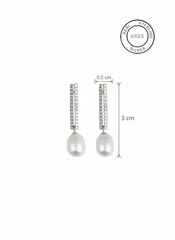 Silver Pearl Drop Danglers